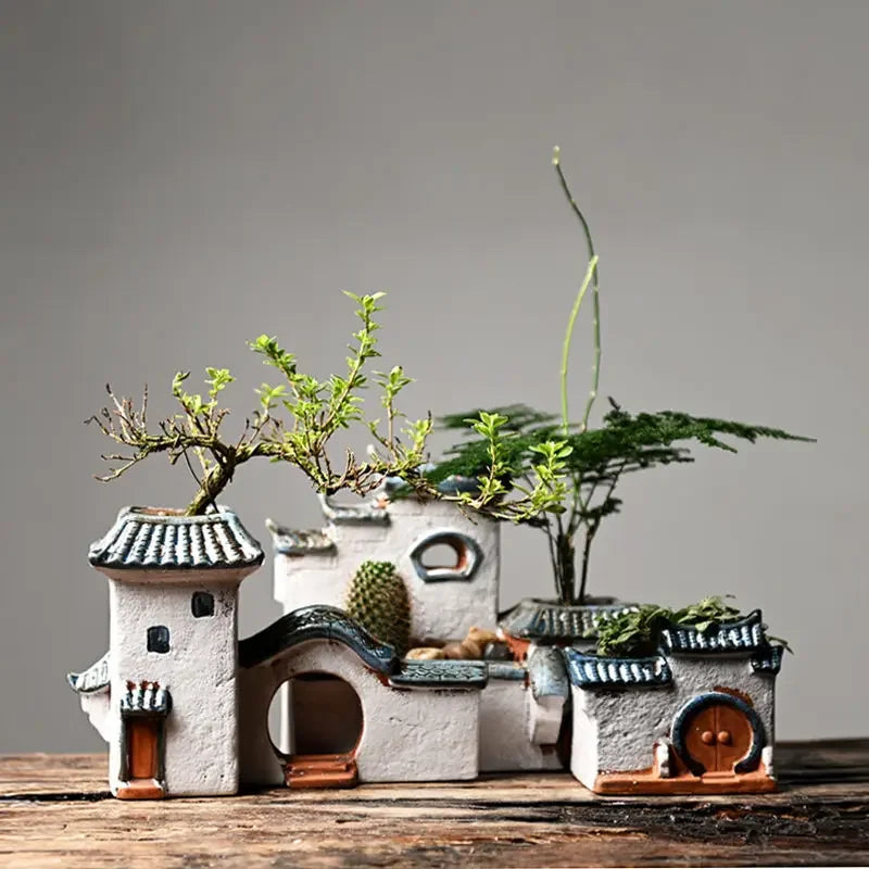 Huizhou ceramic flower pot courtyard aquascape ornament