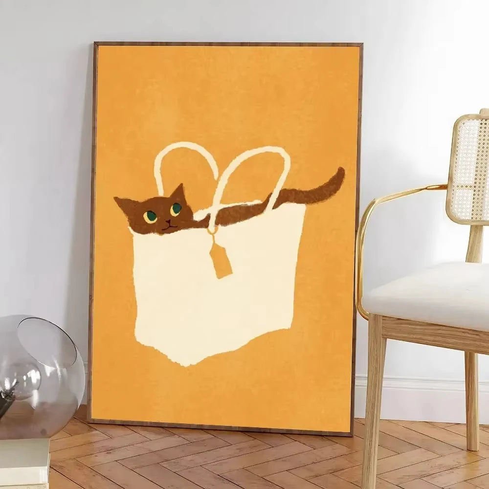 Colorful Cat Interior Canvas Wall Art