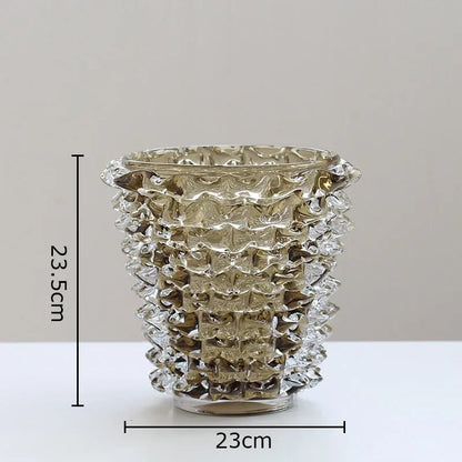 Textured Wrinkle Clear Glass Vase