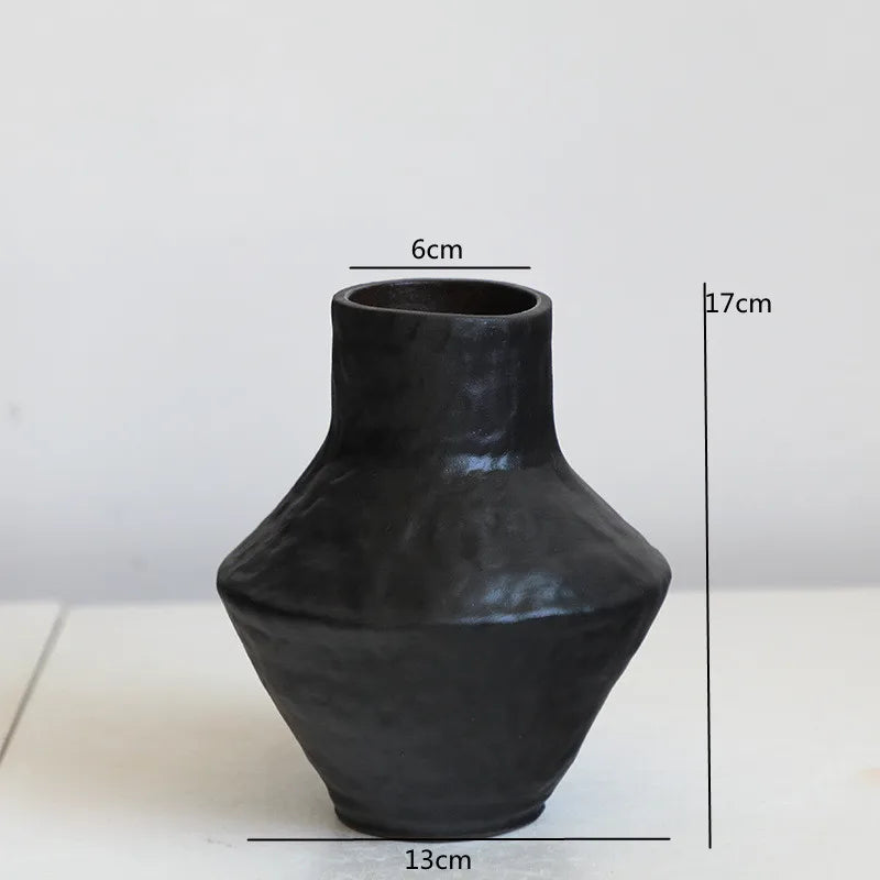 Retro Wabi Sabi Coarse Ceramic Vase Zen Décor | Aurelia