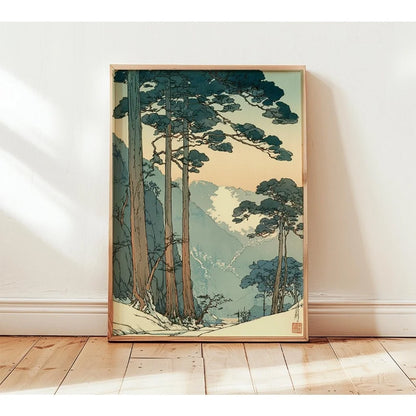 Japanese Botanical Tree Illustration Canvas Wall Art