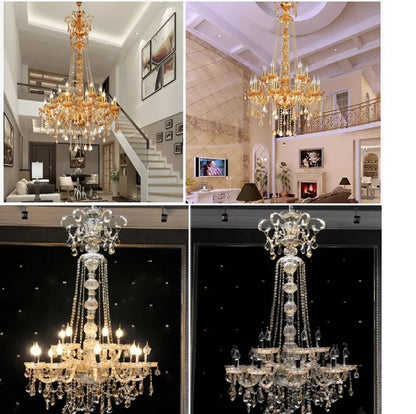 K9 crystal arms rising from a plated iron chandelier frame