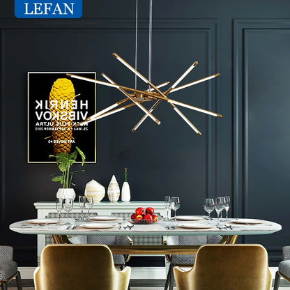 Multi head chandelier with six heads on gold plated alloy arms