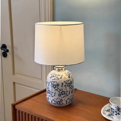 Model B blue white porcelain lamp showing alternative vase shape