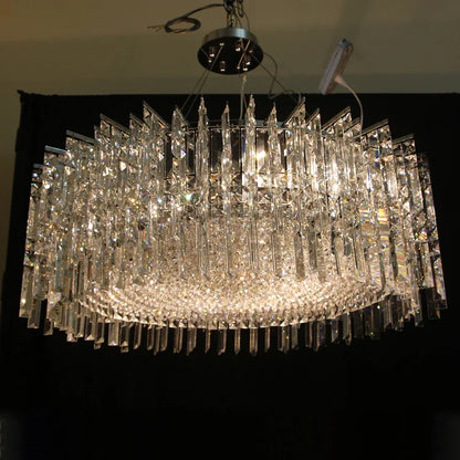 Flush mount crystal chandelier with touch switch and neutral 4000K light