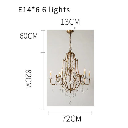 Traditional gold crystal chandelier rated for 90 to 260V power