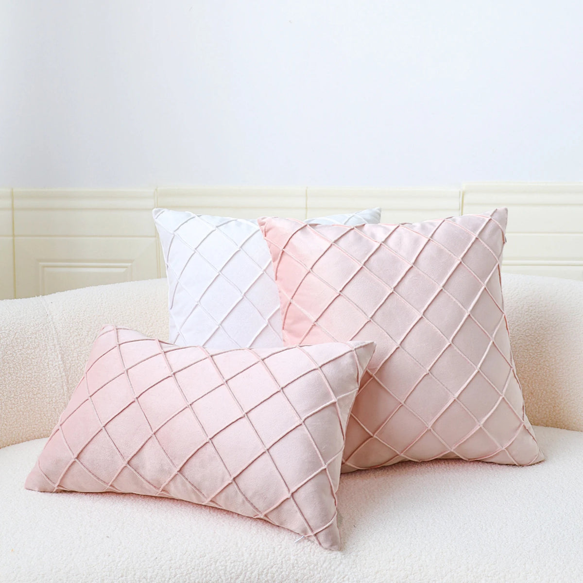 Geometric Velvet Throw Pillow Cover — styling detail