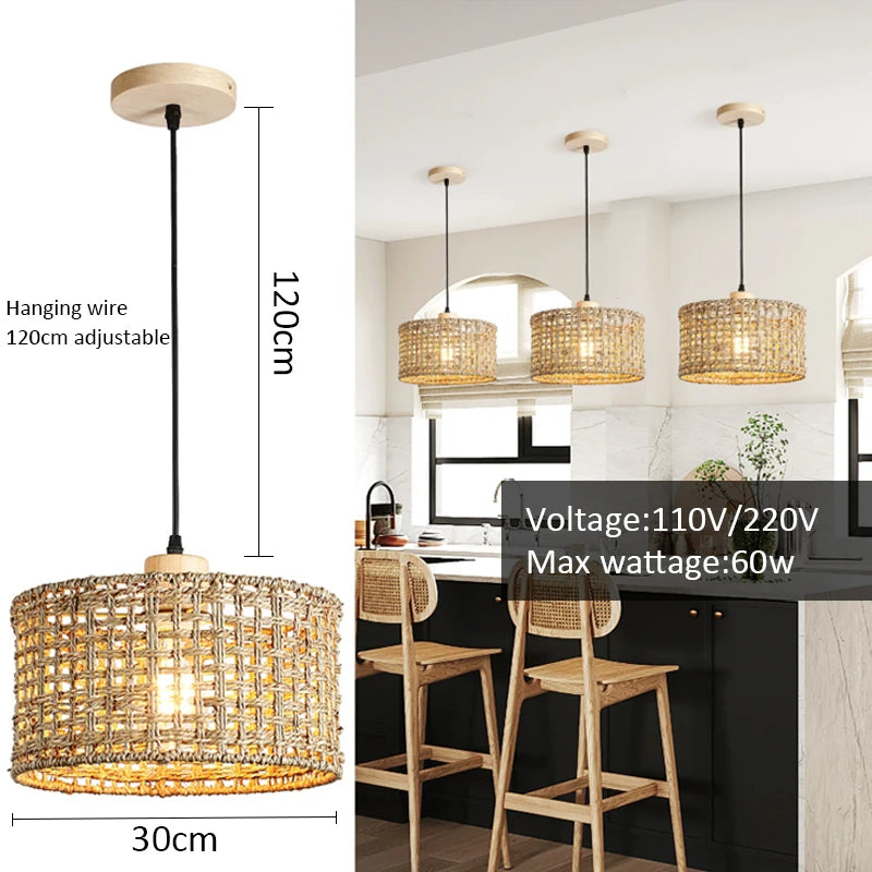 Wicker Basket Pendant Light