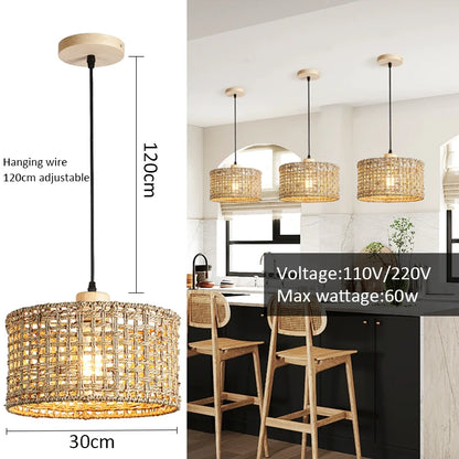 Wicker Basket Pendant Light