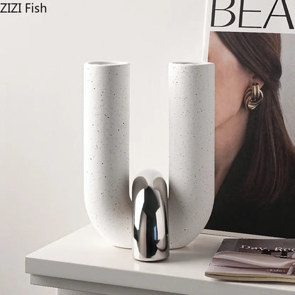 U-shaped ceramic vase flower pot porcelain desk decoration