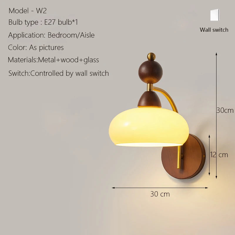 Neoclassical Wood Glass Wall Sconce