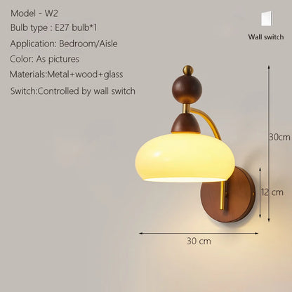 Neoclassical Wood Glass Wall Sconce