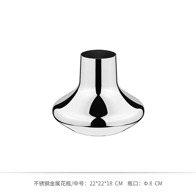 Creative stainless steel mirror circle vase luxury home décor