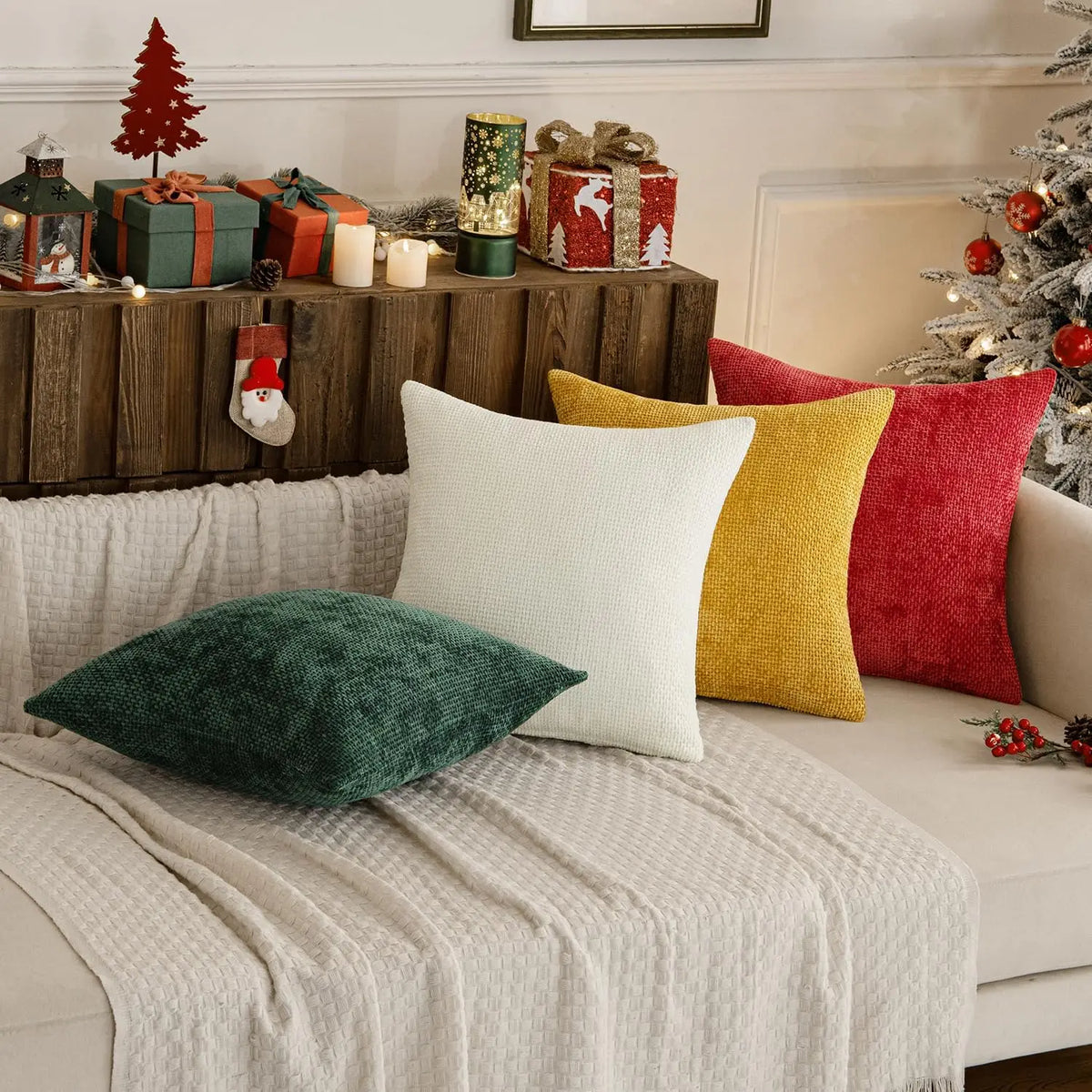 Farmhouse Chenille Throw Pillow Cover — styling detail
