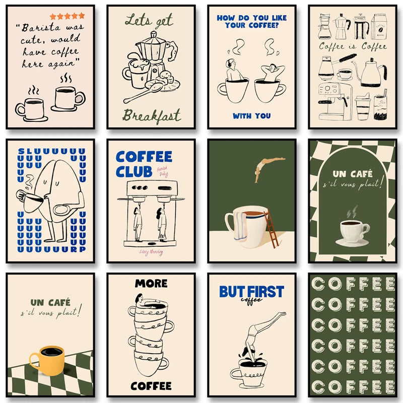 Coffee diver whimsical canvas wall art print — primary product view