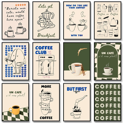 Coffee diver whimsical canvas wall art print — primary product view