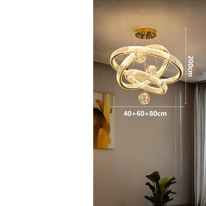 Crystal ring chandelier with touch on off and remote control switches