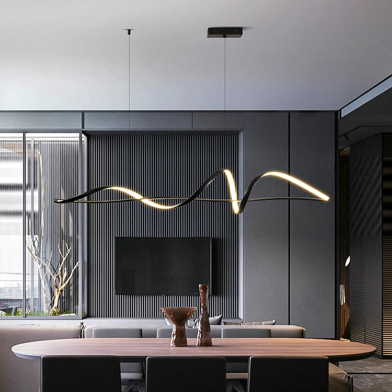 Modern linear bar chandelier in gold with an acrylic diffuser