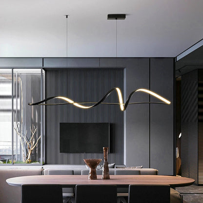 Modern linear bar chandelier in gold with an acrylic diffuser
