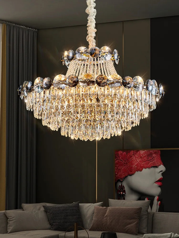 Classical gold crystal chandelier with K9 crystal on plated steel