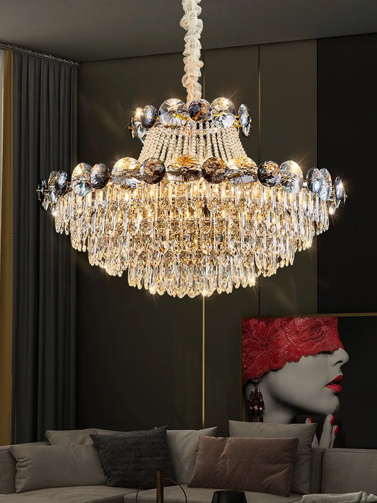 Classical gold crystal chandelier with K9 crystal on plated steel