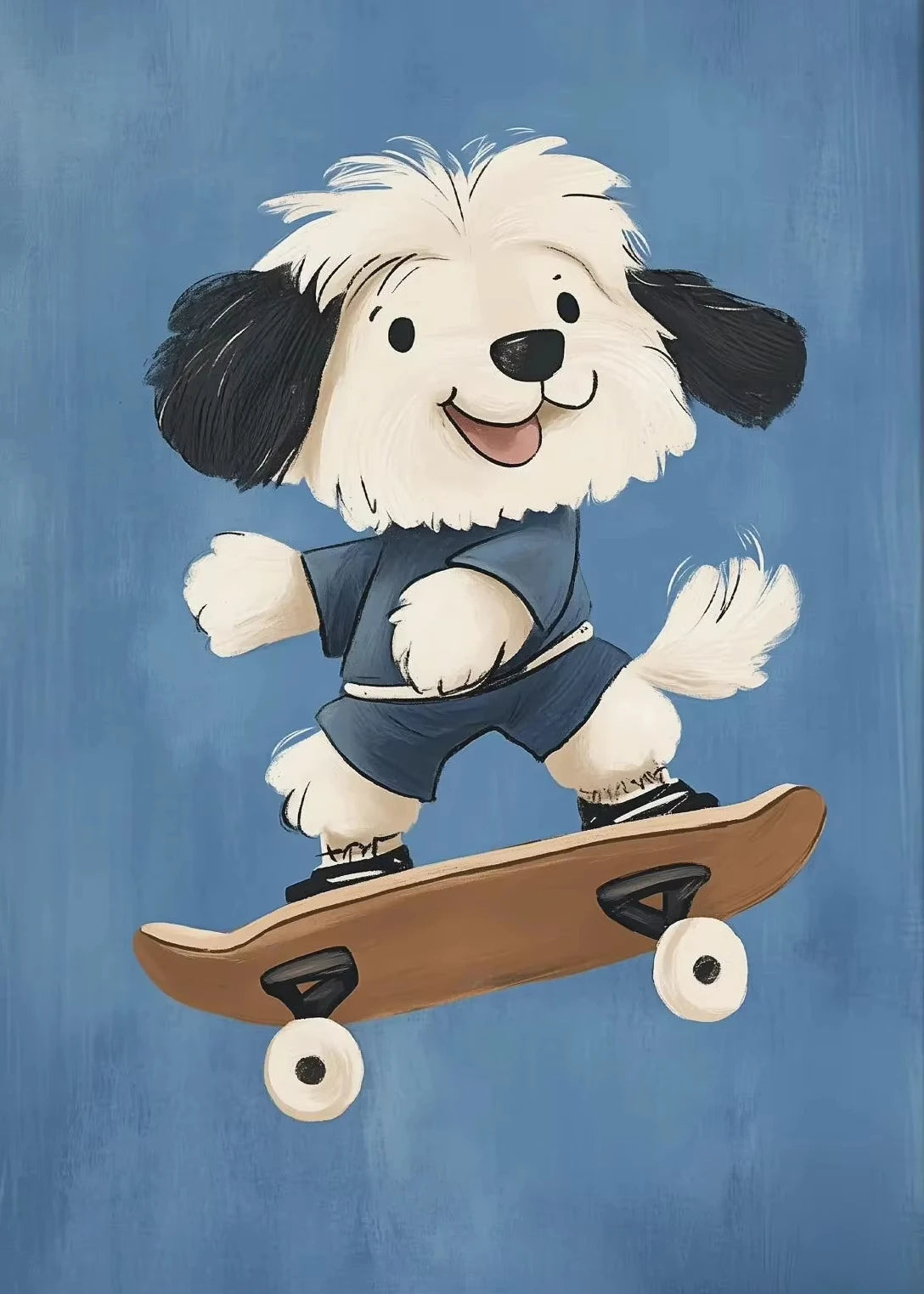 Cute Skateboard Animals Kids Canvas Wall Art Print