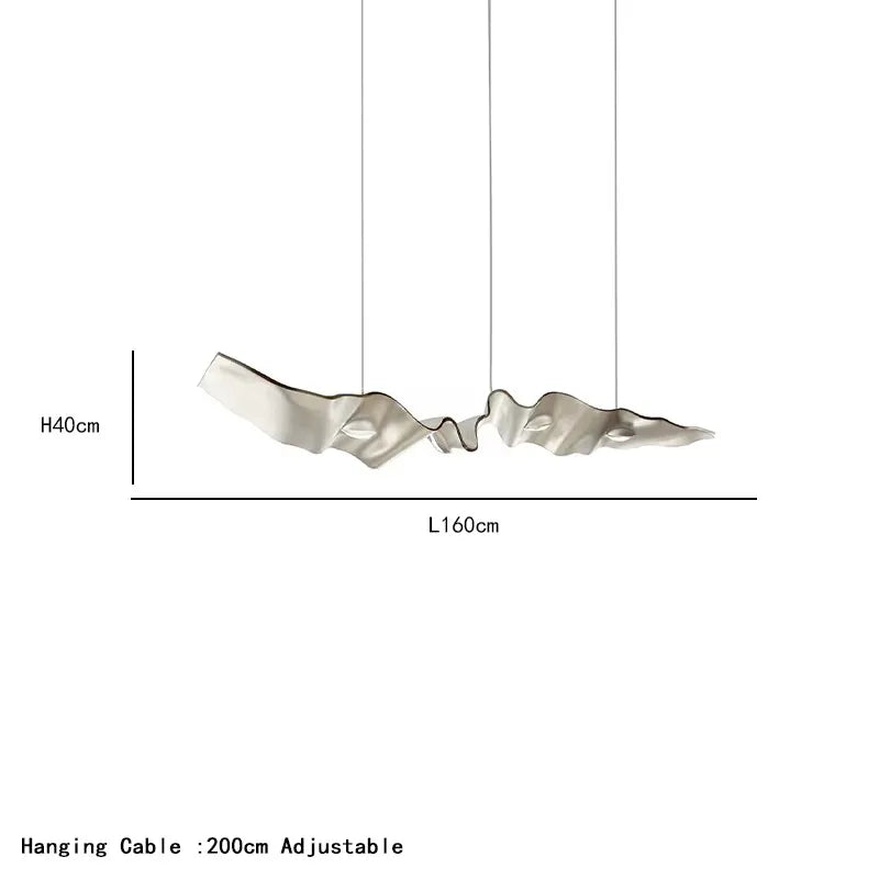 Long 74.8 in (190 cm) angel eyes linear chandelier in stainless steel