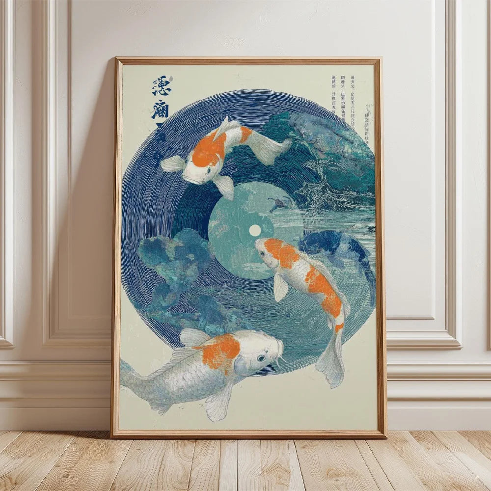 Japanese Koi Fish Zen Pond Canvas Wall Art
