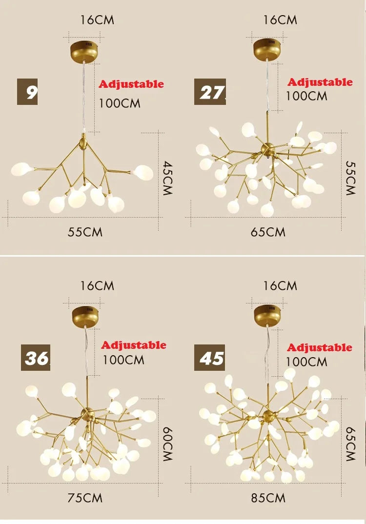 Gold metal branch chandelier with a semi flush ceiling mount