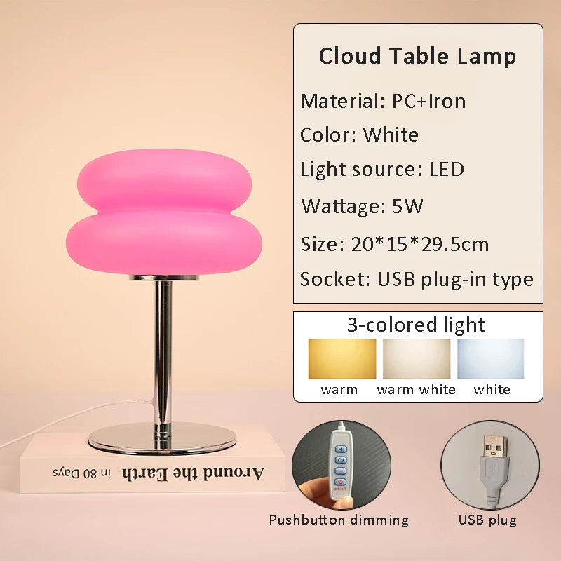 Mushroom table lamp side profile showing macaron rounded cap shape