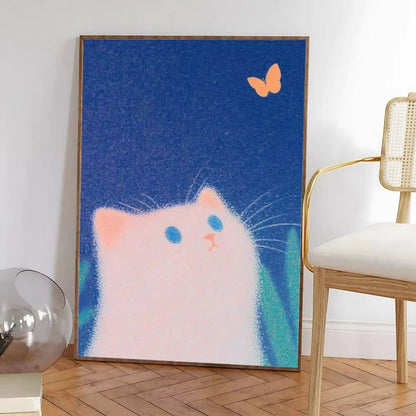 Colorful Cat Interior Canvas Wall Art