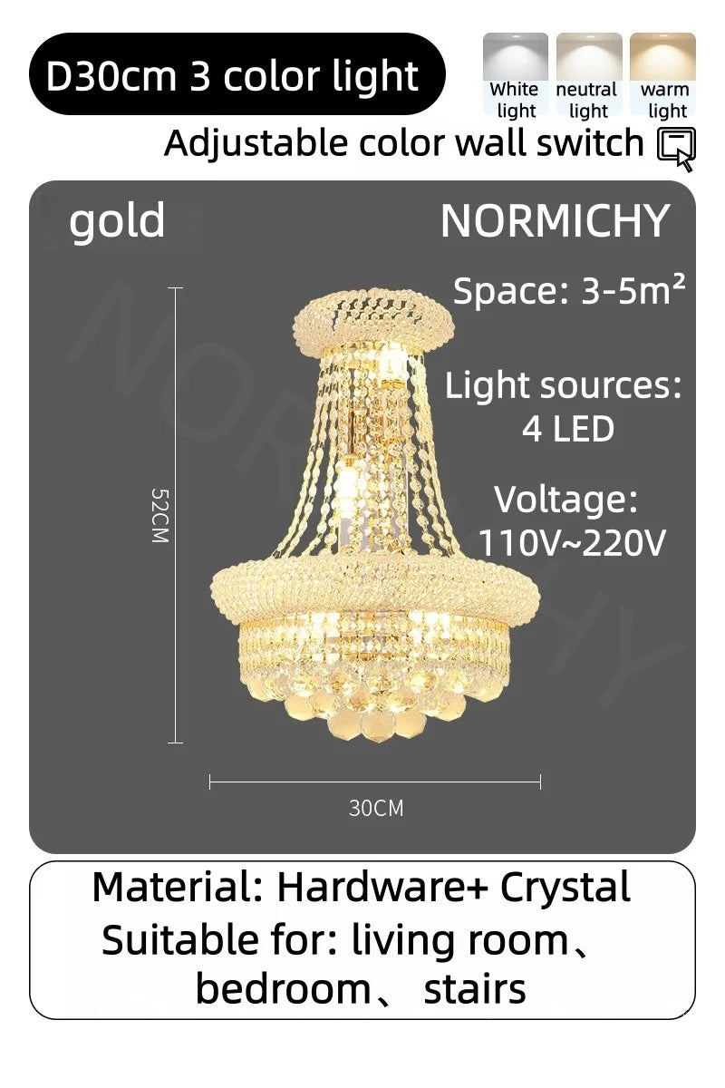 Chrome tiered crystal chandelier at 23.6 in diameter and 25.6 in height