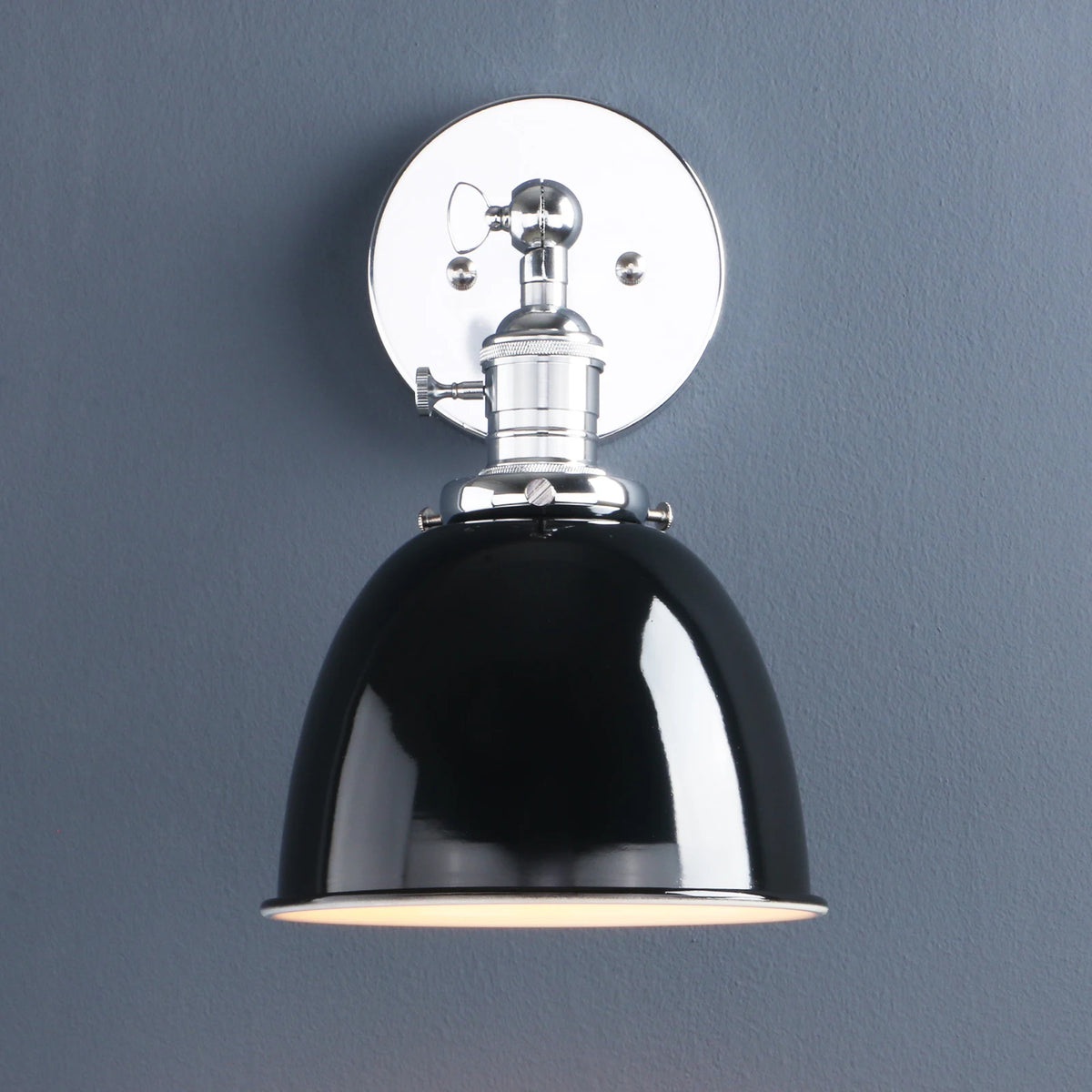 Matte Black Metal Dome Wall Sconce