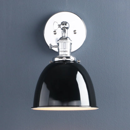 Matte Black Metal Dome Wall Sconce