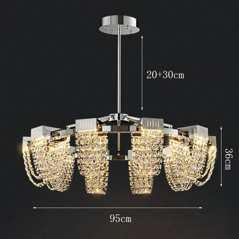 Black linear crystal chandelier measuring 39.4 in (100 cm) long