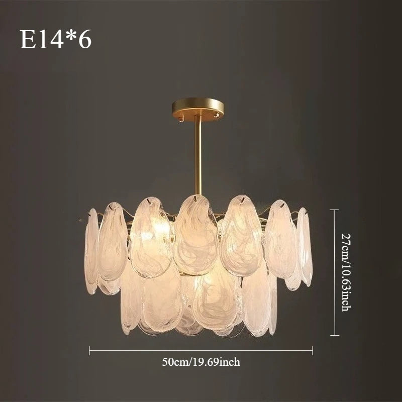 Two tier chandelier at 19.7 in across with an adjustable hanging rod