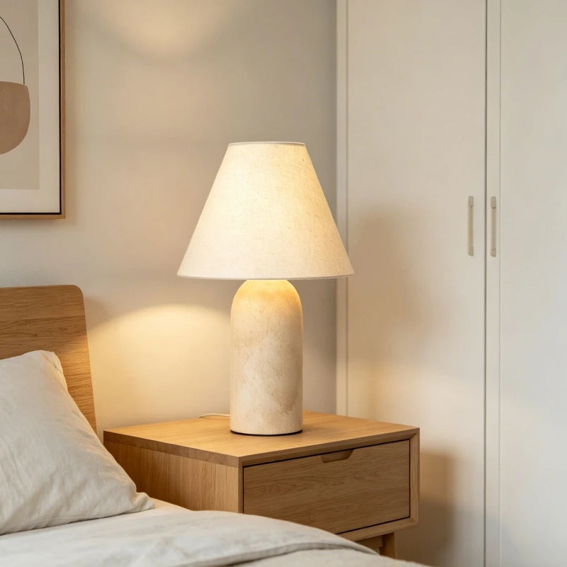 Marble table lamp B style variant showing natural stone texture detail