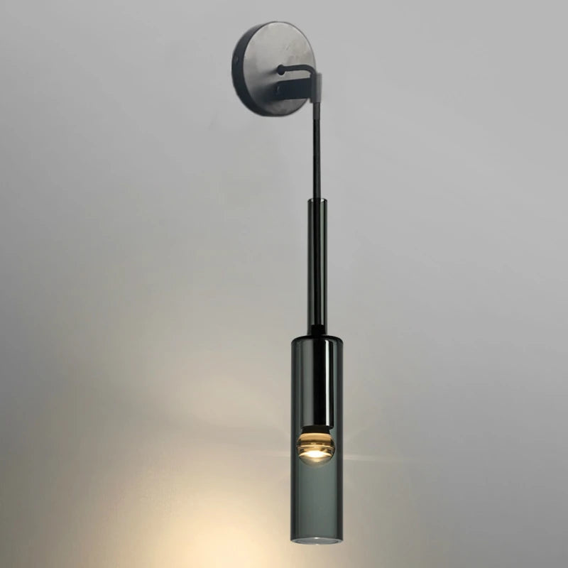 glass wall sconce, side profile showing mounting depth