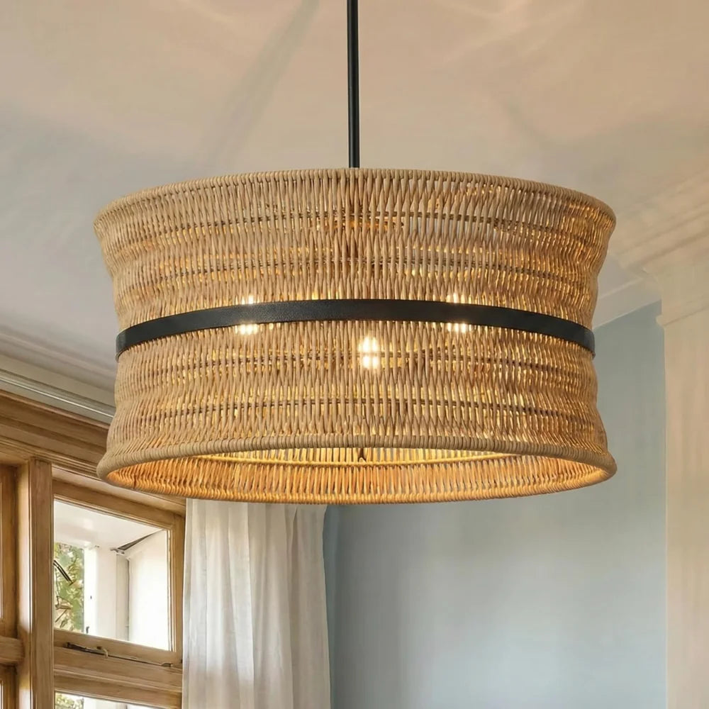 Boho Rattan 4 Light Chandelier