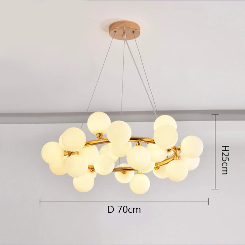 Sixteen head black chandelier with even glare-free glass ball light