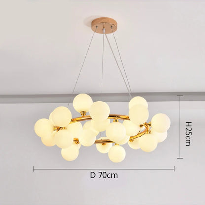 Sixteen head black chandelier with even glare-free glass ball light