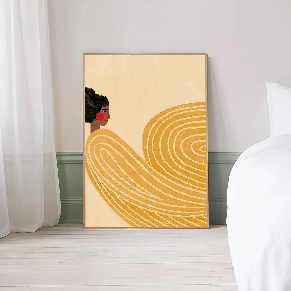 Abstract Line Art Curve Female Figure Canvas Wall Art