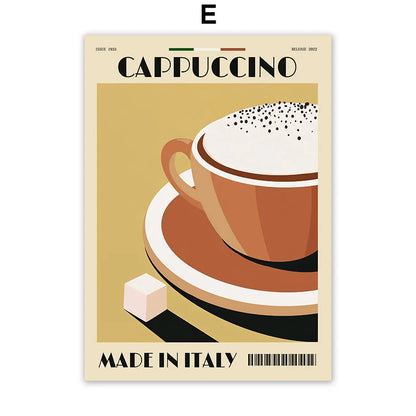 Italian Espresso Coffee Pot Beans Canvas Wall Art