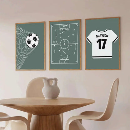 Custom Name Soccer 3-Piece Canvas Wall Art Set