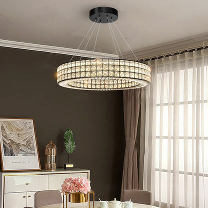 Crystal ring chandelier at 31.5 in diameter in a gold finish