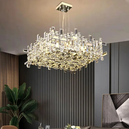 Round version of the crystal chandelier, 23.6 in across, with E14 bulbs