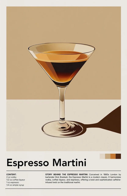 Retro Cafe Cocktail Cappuccino Canvas Wall Art