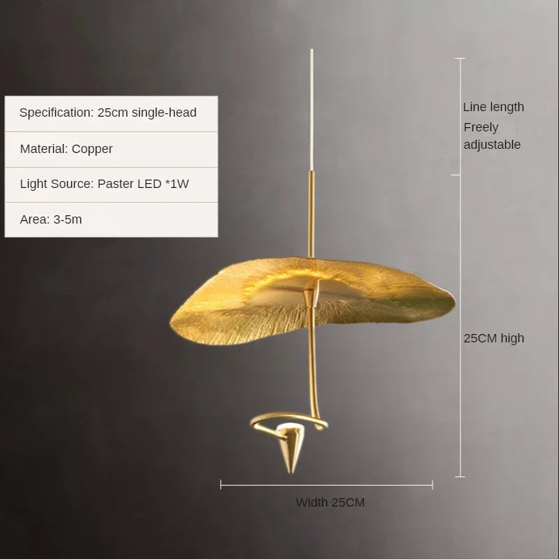 Fifteen head copper lotus chandelier for a duplex stairwell
