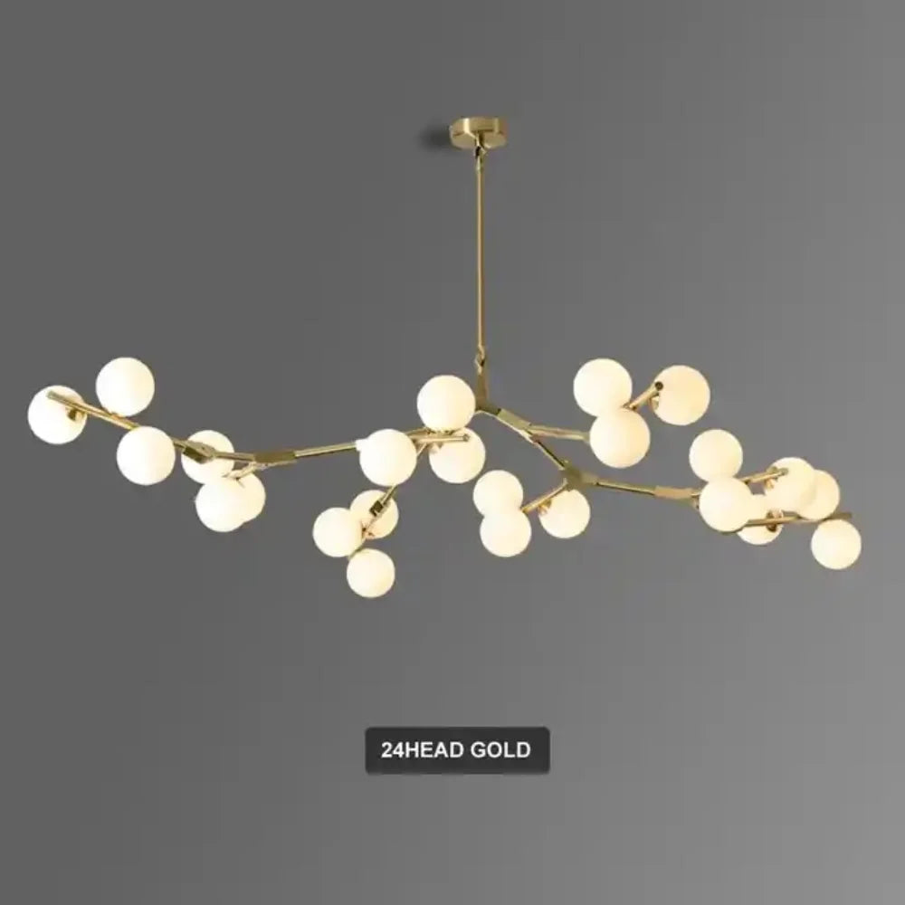 Eighteen head glass branch chandelier with spreading iron arms