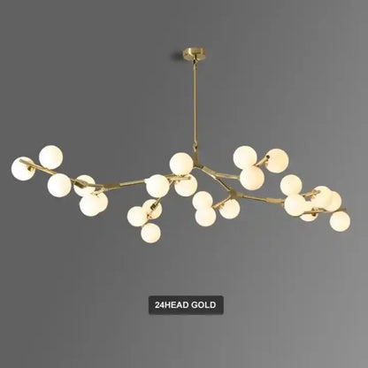 Eighteen head glass branch chandelier with spreading iron arms